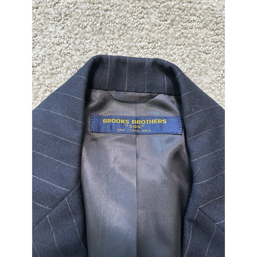 1960's 38 R Brooks Brothers " 346 " Navy Blue Pinstripe Flannel Patch Pocket